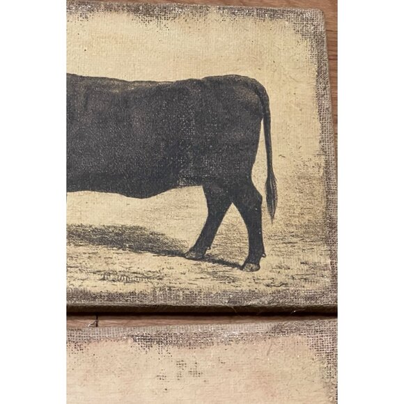 Rustic Cow Prints on Burlap Canvas Primitive Farmhouse Hanging Wall Decor - Picture 3 of 8